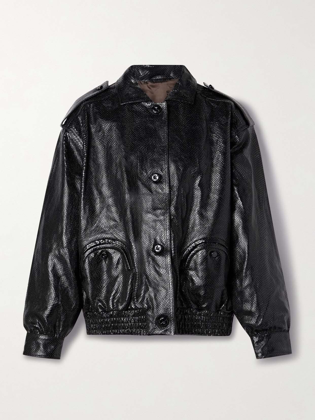 BLAZÉ Milano - Charlie Snake-effect Leather Jacket - Black | NET-A-PORTER (US)