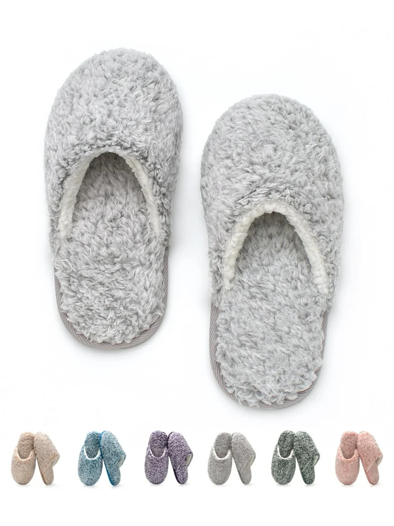 cosyone1997 Women's Fuzzy House Slippers Memory Foam Indoor/Outdoor Soles | Walmart (US)