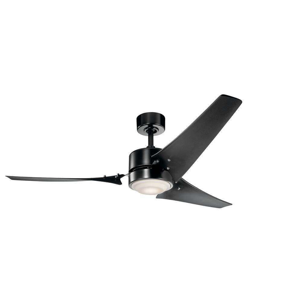 KICHLER Rana 60 in. Integrated LED Indoor Satin Black Downrod Mount Ceiling Fan with Light Kit an... | The Home Depot