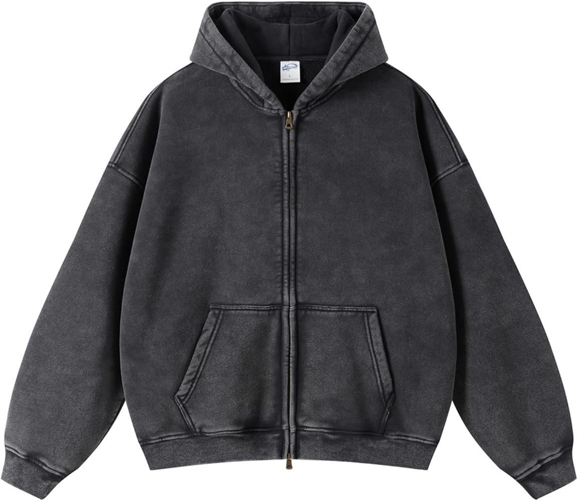 KEEPSHOWING Womens and Mens Zip Up Hoodies Long Sleeve Fall Oversized Sweatshirts Acid Wash Y2K J... | Amazon (US)