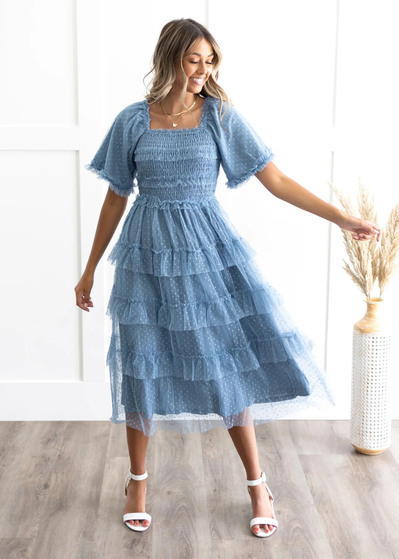 Keziah Dusty Blue Dress | My Sister's Closet Boutique