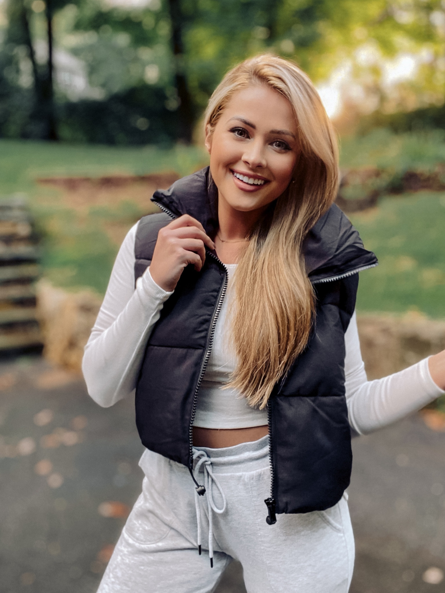 Cozy fall outfit - casual for errands, athleisure and lounge! This black puffer crop vest is so versatile to dress up or down in the fall or winter.

Wearing it with a crop long sleeve top and high waist jogger sweatpants. Would be cute with jeans, legging, sweaters, blouses, flannels and more! 

Runs tts — I ordered a size up (wearing a medium) for a more comfy oversized fit.

#LTKfit #LTKunder50 #LTKSeasonal