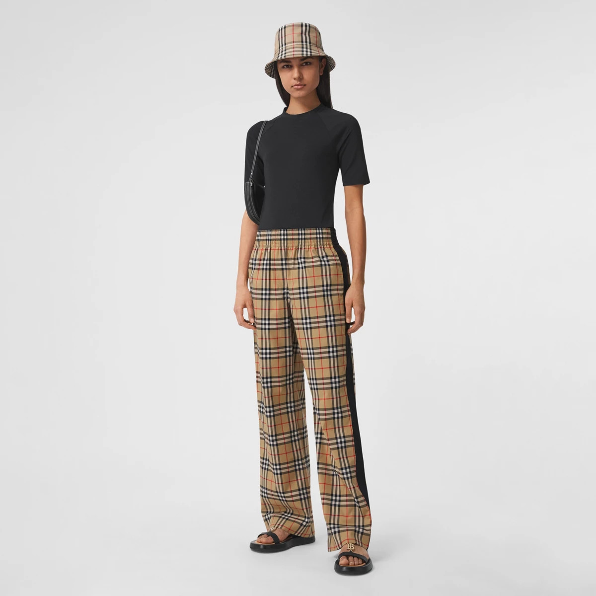 Burberry Side Stripe Vintage Check Stretch Cotton Trousers, Size: 16, Beige | Burberry (US)