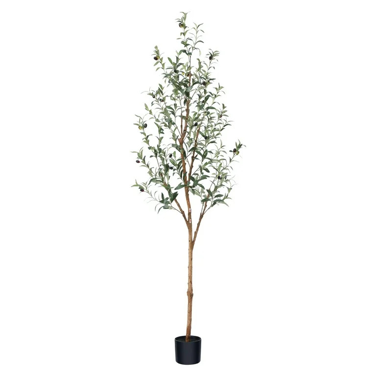 6FT Artificial Olive Tree with Fruits and Wood Branches, Plant in Black Plastic Pot. DR.Planzen | Walmart (US)