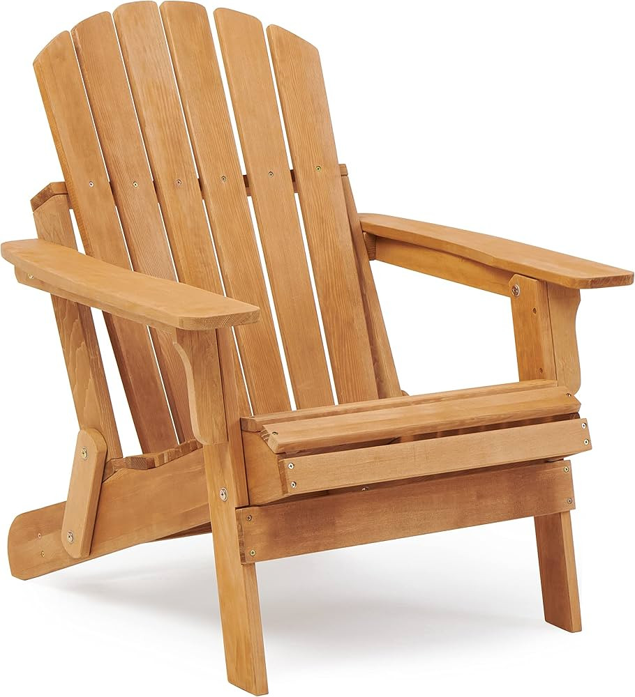 Oversized Wooden Folding Adirondack Chair with Pre-Assembled Backrest and Seat Board, Lounge Chai... | Amazon (CA)