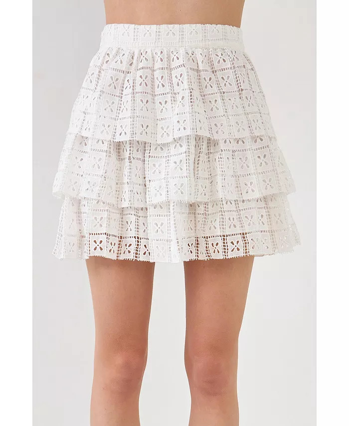 Women's Pocket Lace Tiered Mini Skirt | Macy's