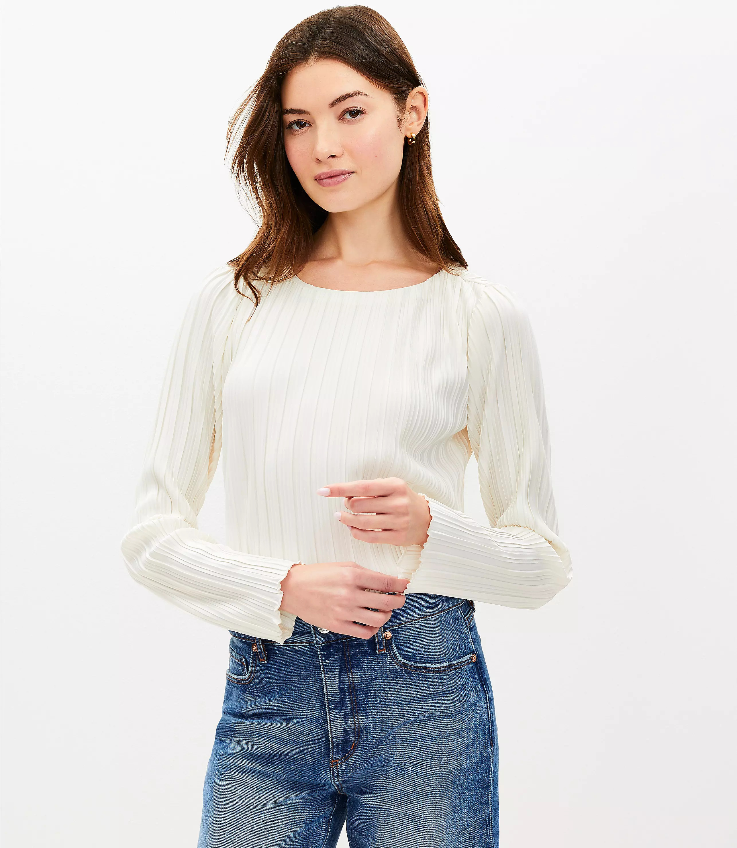Pleated Jersey Blouse | LOFT