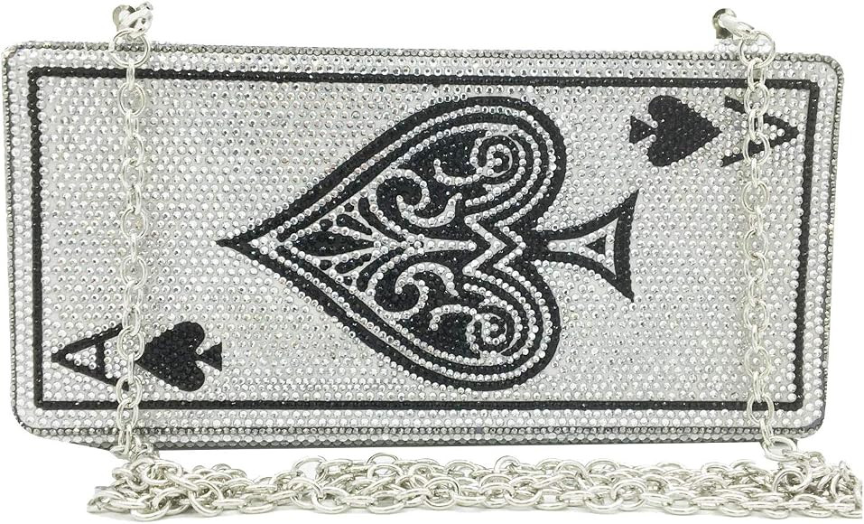 Novelty Poker Card Queen Evening Bags and Clutches for Women Crystal Clutch Bag Rhinestone Handbags  | Amazon (US)
