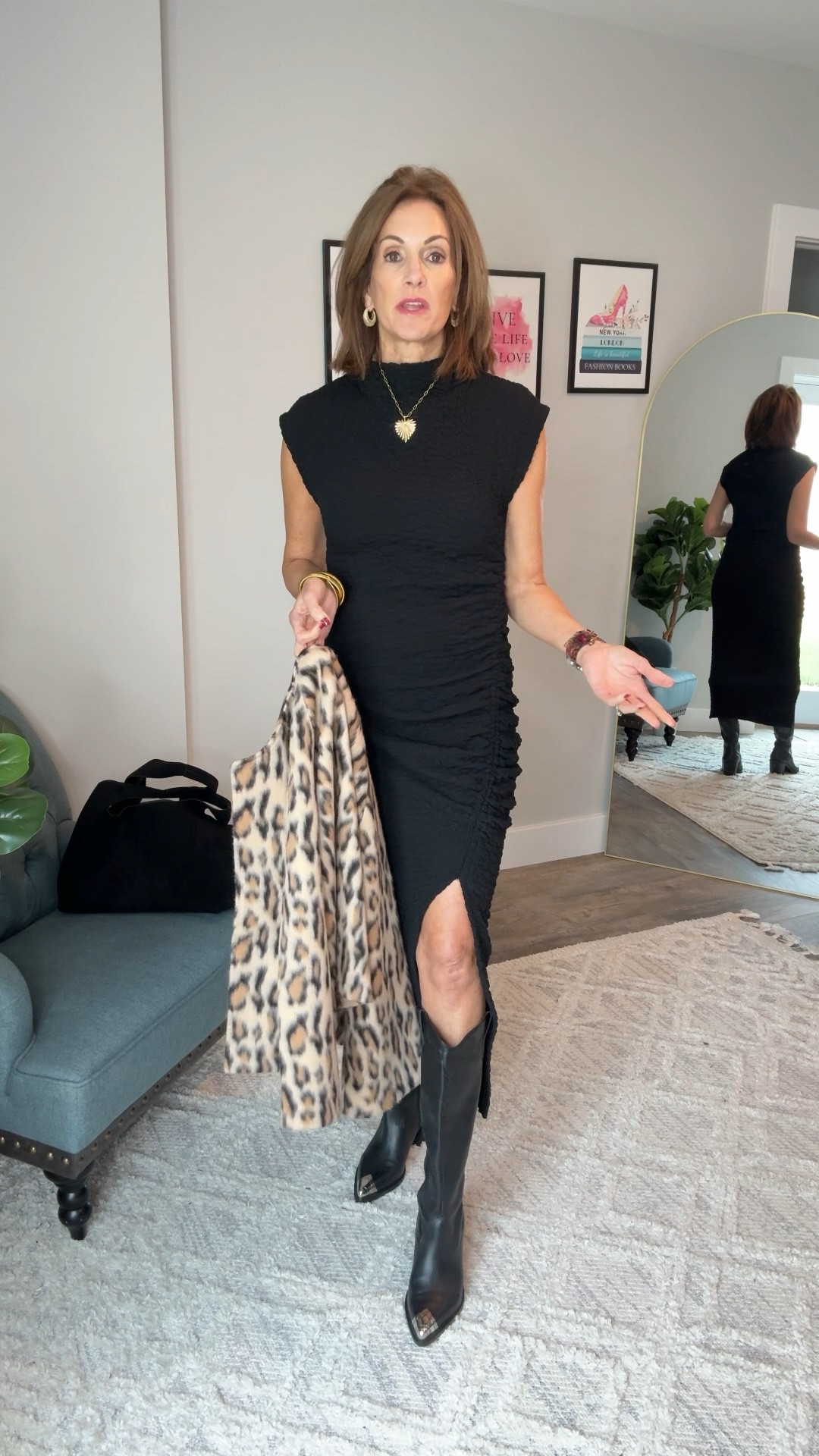 Ruched cowl neck dress - M
Leopard jacket - one size fits most 

30% off with Code : Annie30 thru 11/21

Christmas outfit
Wedding guest dress
Little black dress
Concert outfit
Party outfit 
Workwear style


#LTKCyberWeek #LTKStyleTip #LTKWatchNow