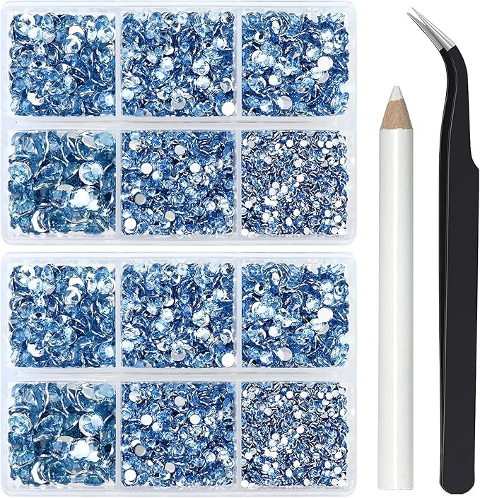 10000PCS Blue Rhinestones for Crafts Shoes Clothes Tumblers, Light Blue Flatback Rhinestone for N... | Amazon (US)