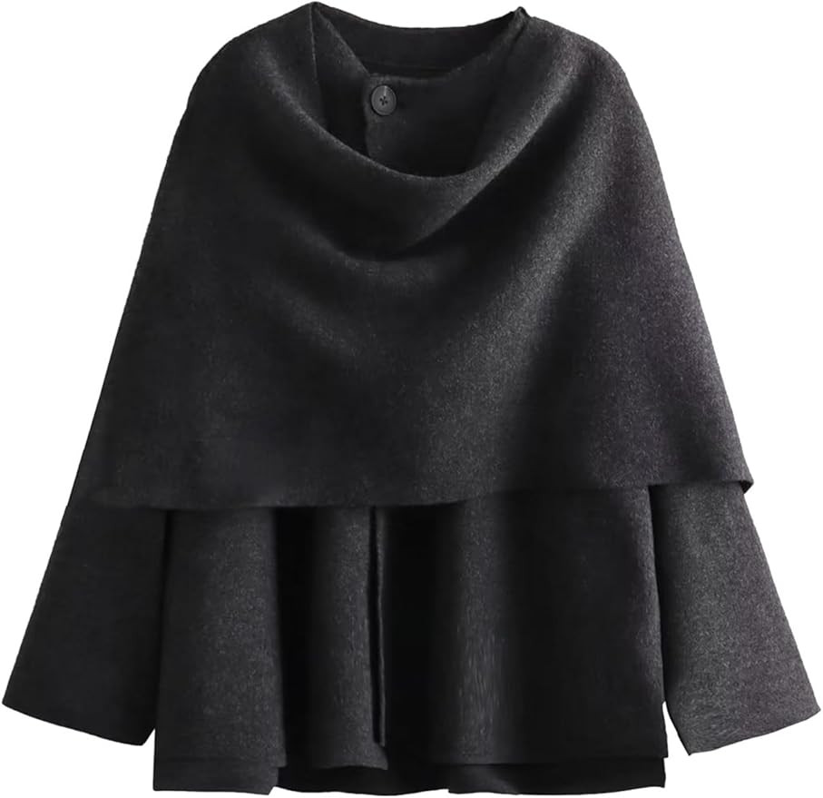 Kissonic Women's Oversized Scarf Jacket Shawl Wraps Knit Long Sleeve Button Winter Peacoat | Amazon (US)