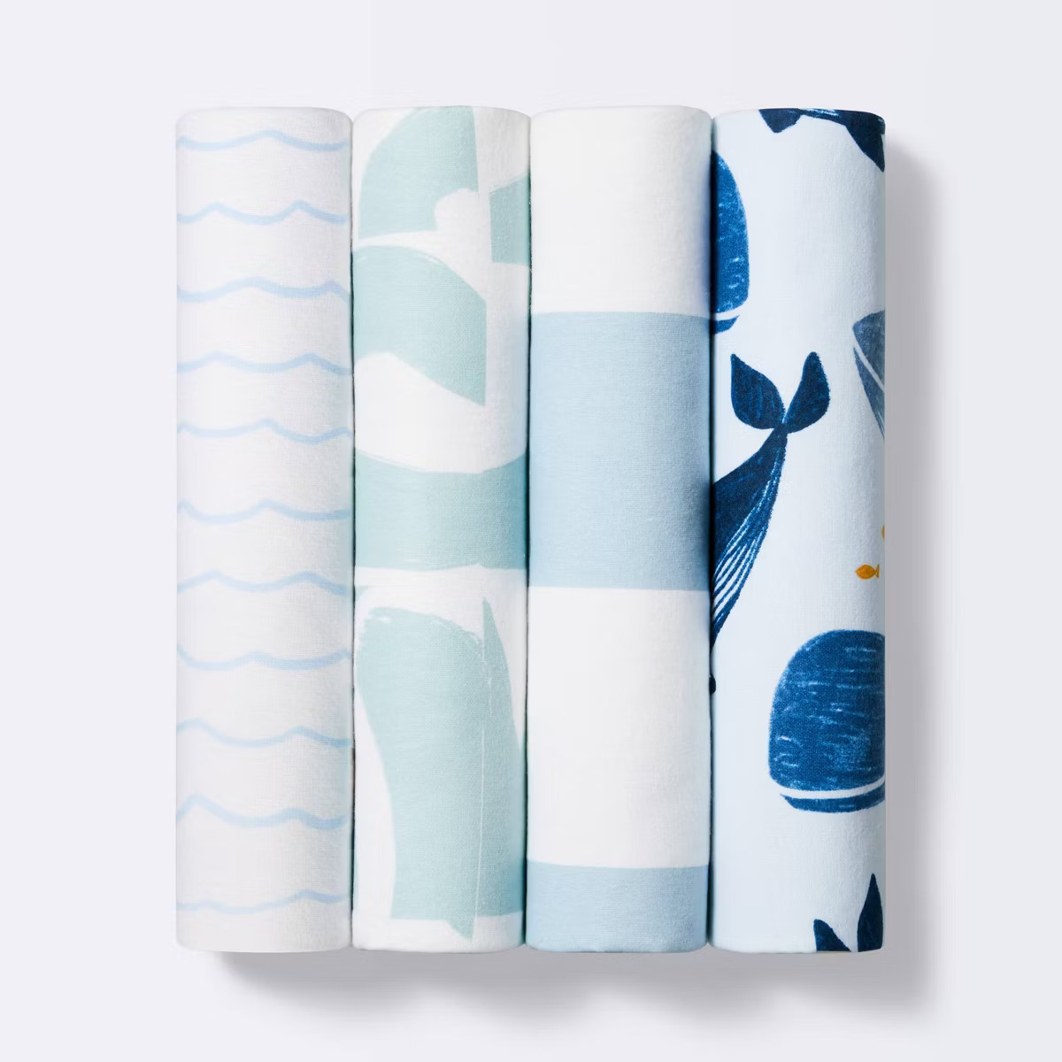 Flannel Baby Blanket Whales - White/Blue - 4pk - Cloud Island™ | Target