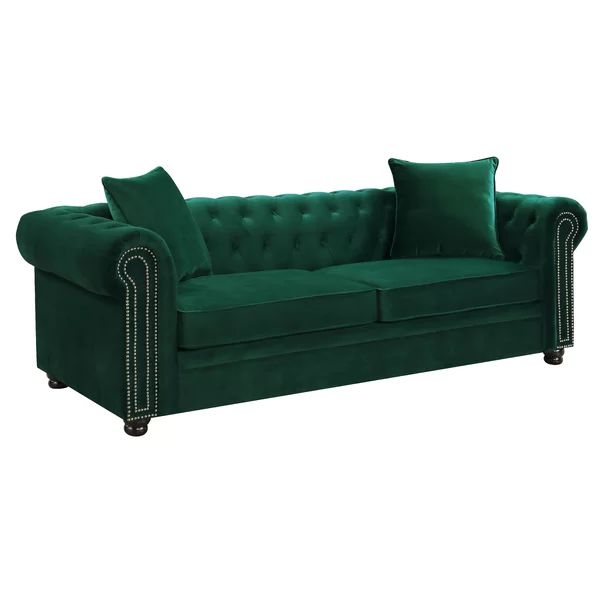 Avani 95" Rolled Arm Chesterfield Sofa with Reversible Cushions | Wayfair North America