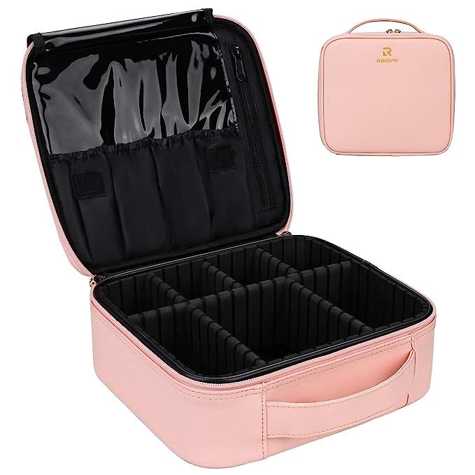 Relavel Travel Makeup Train Case Makeup Cosmetic Case Organizer Portable Artist Storage Bag 10.3 ... | Amazon (US)