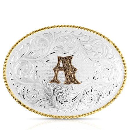 Montana Silversmiths Unisex Classic Western Oval Two-Tone Initial Belt Buckle A Silver One Size | Walmart (US)