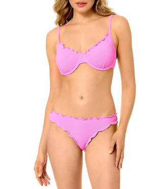 GB Solid Scrunchie Textured Lettuce Edge Underwire Bralette Swim Top & Textured Lettuce Edge Clas... | Dillard's