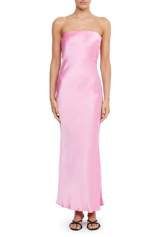 Bec & Bridge Moondance Strapless Satin Maxi Dress in Candy Pink at Nordstrom, Size 4 Us | Nordstrom