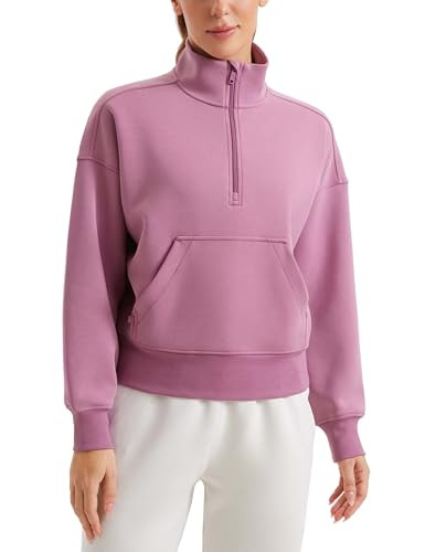 CRZ YOGA SoftAura Half Zip Sweatshirt for Women - Pullover Workout Casual Funnel Neck Sweat Shirt... | Amazon (US)