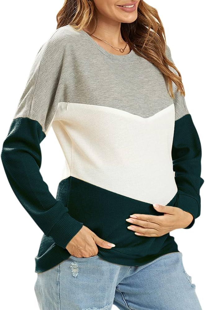 IFFEI Women's Maternity Nursing Tops Breastfeeding Tank Tee Shirt Long Sleeve Nursing Clothes | Amazon (US)