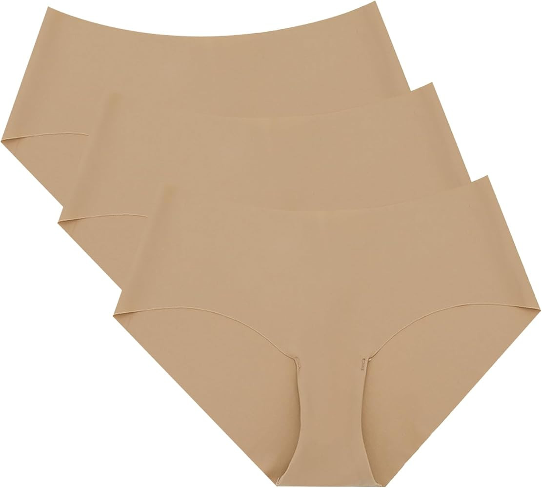 WANDER Womens Seamless Underwear No Show Cool Stretch Hipster Panties Low No Panty Line 3 Pack | Amazon (US)