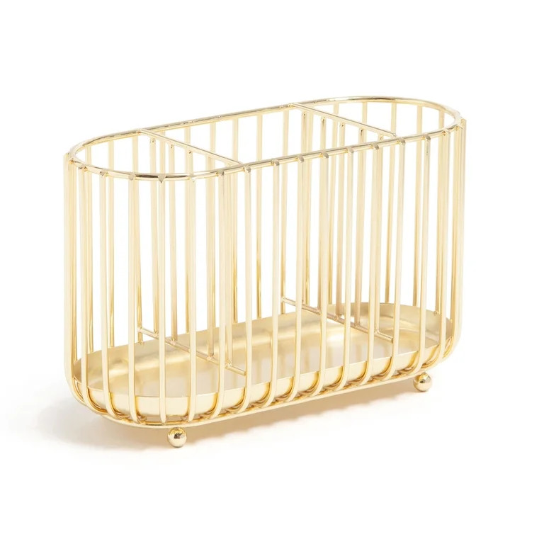 U Brands Bent Wire Triple Pencil Cup, 4.1 x 7.1 x 3.1 in., Gold Metal, Oval | Walmart (US)