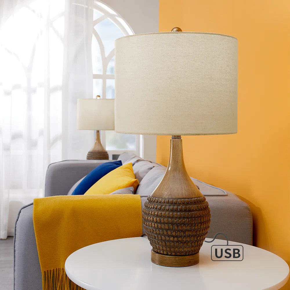24.75" Feil Resin USB Table Lamp (Set of 2) (Set of 2) | Wayfair North America