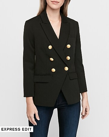 Double Breasted Button Front Blazer | Express