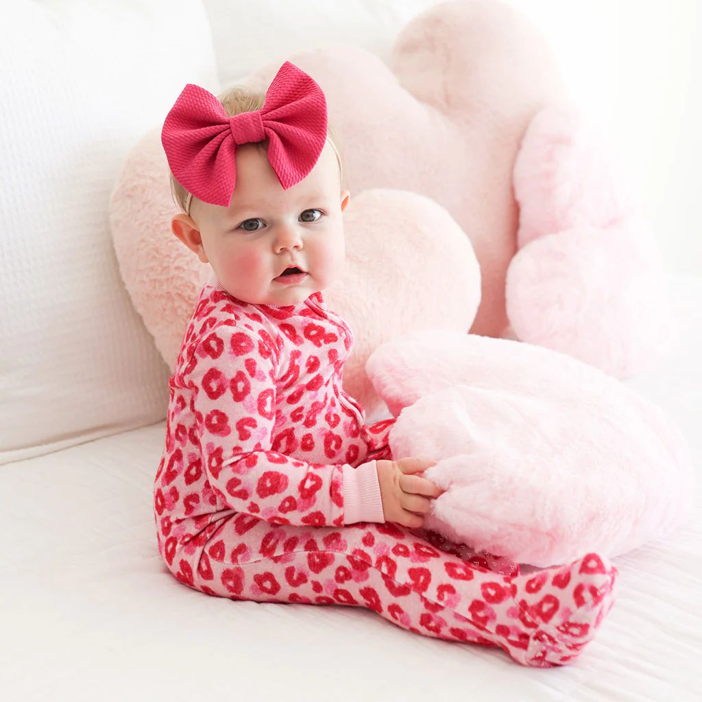 Leopard Pink One Piece Baby Footie Pajamas | Ashley | Posh Peanut