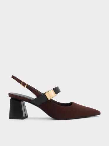 Yvette Faux Suede Mary Jane Slingback Pumps
    
         - Dark Brown | Charles & Keith US