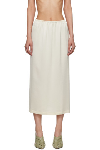 LESET - Off-White Barb Midi Skirt | SSENSE