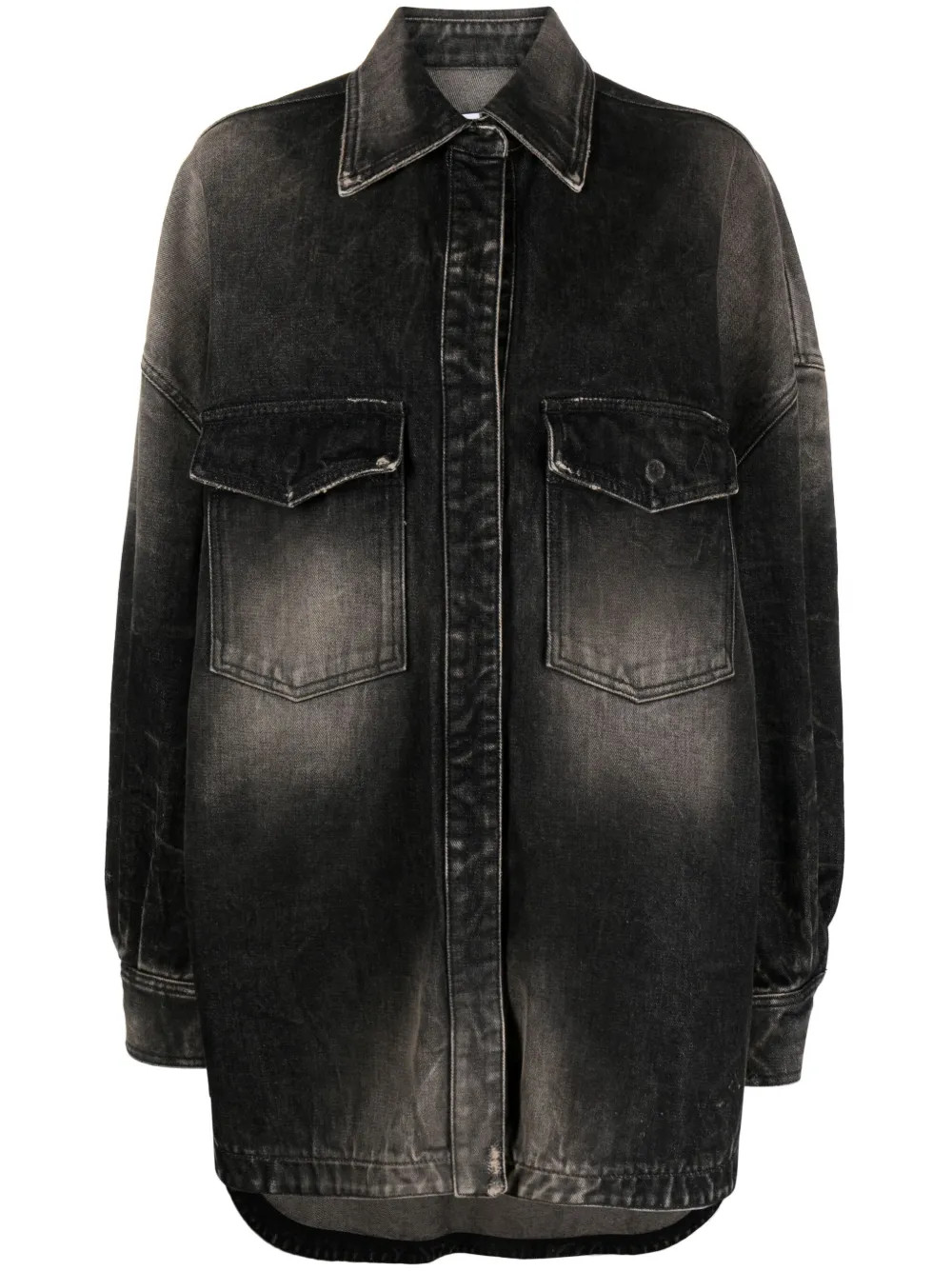 The Attico bleached-effect Denim Coat - Farfetch | Farfetch Global