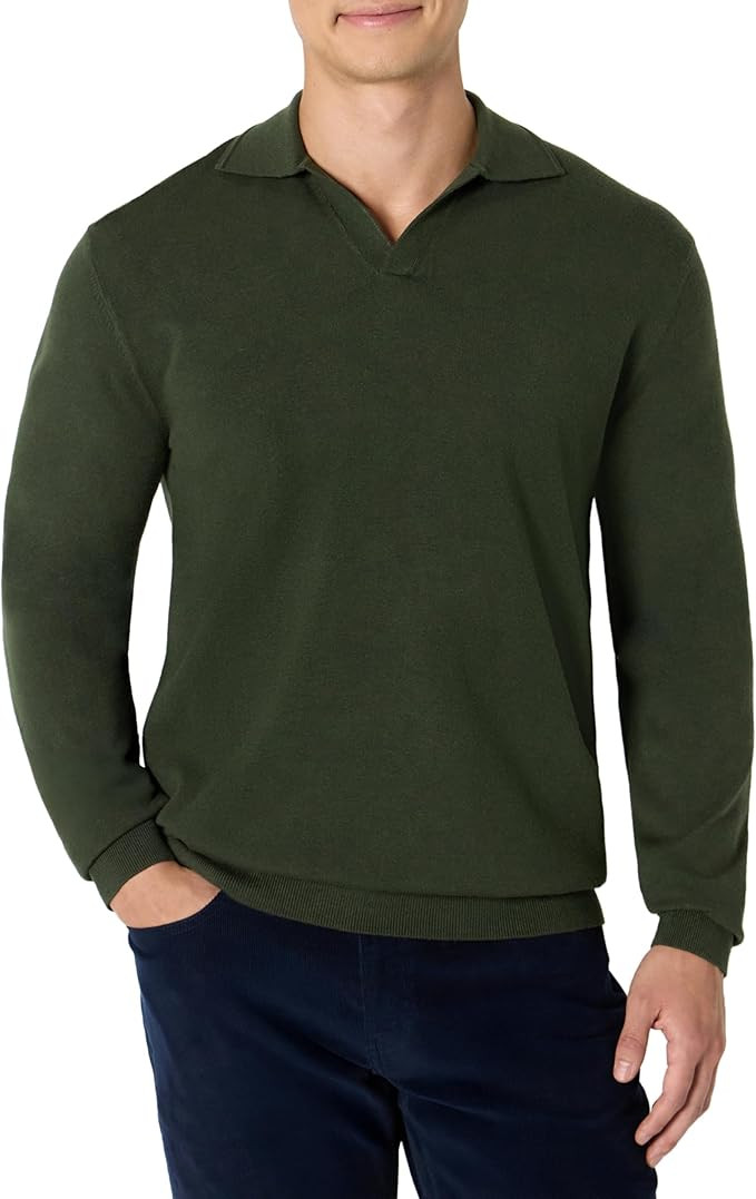 Amazon Essentials Mens Long Sleeve Regular Fit Knit Polo Sweater | Amazon (US)