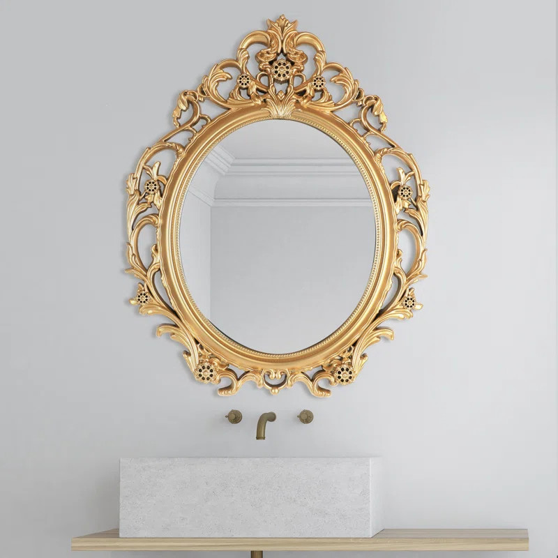 Miroir doré antique 20 x 24 po Mirrorize pour le salon, miroir ovale à cadre doré rétro, gran... | Wayfair North America