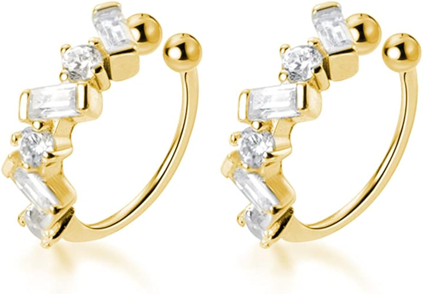 SLUYNZ 925 Sterling Silver CZ Cuff Earrings for Women Small Hoop Earrings No Piercing Cartilage E... | Amazon (US)