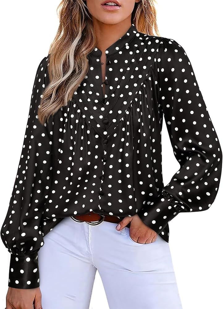 BTFBM Womens Tops Dressy Casual Fall 2025 Boho Floral V Neck Long Sleeve Half Button Down Shirt W... | Amazon (US)