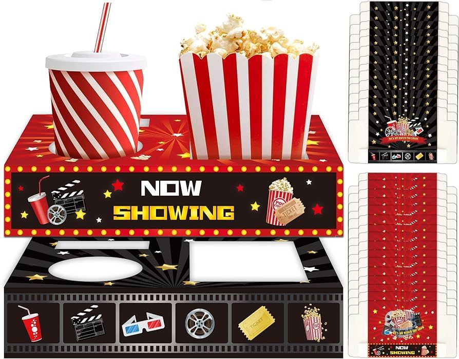 OBUSATT 32Pcs Movie Night Snack Trays Hold Popcorn Candy Food Drink, Movie Theater Popcorn Holder... | Amazon (US)