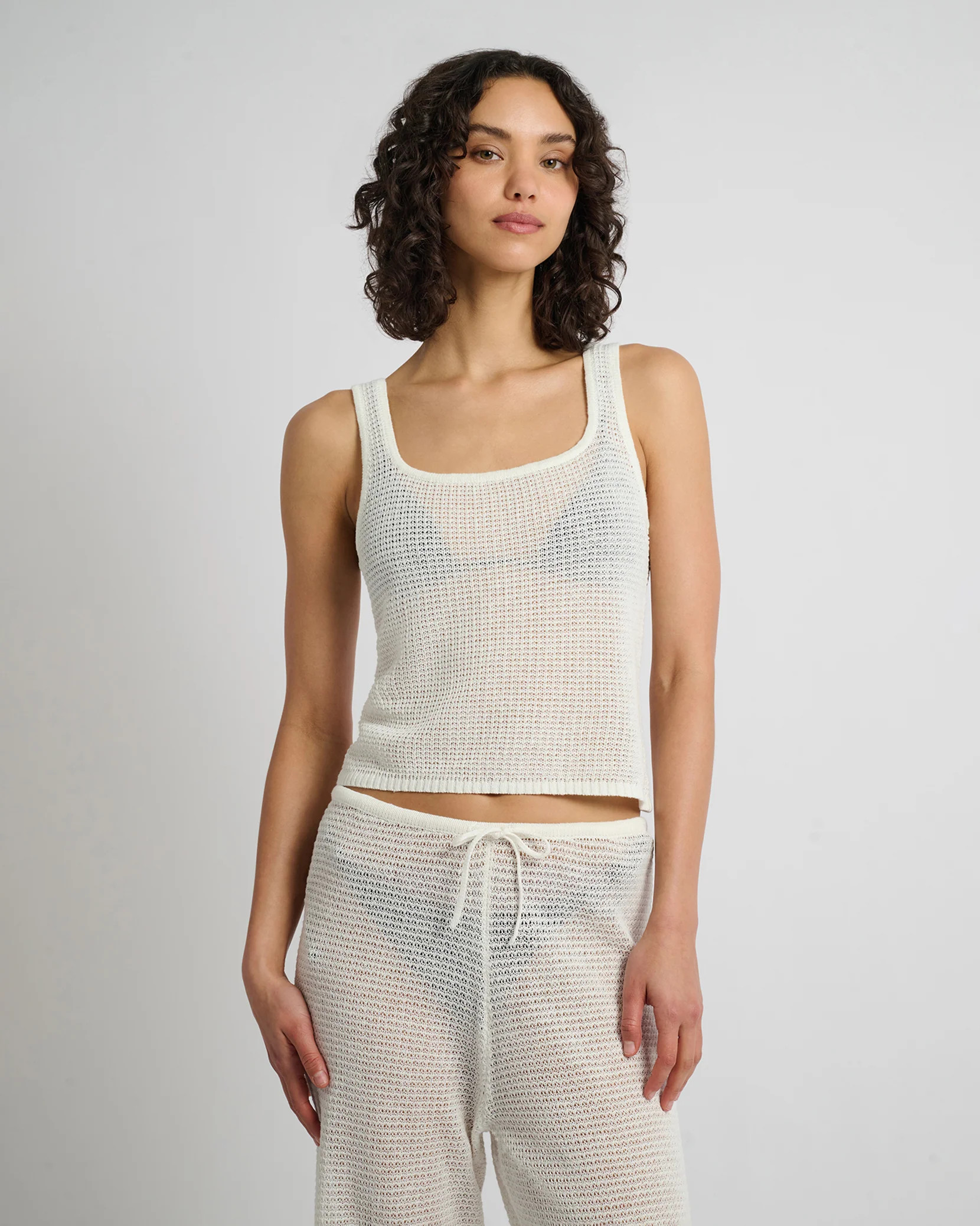 Linen Knit Square Neck Tank | onia