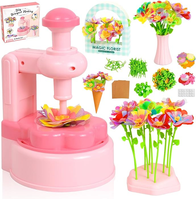 PIGETALE Fabric Flower Bouquets Toys for Girls 3 4 5 6 7 8 9 10 Years Old, DIY Arts & Crafts Kit ... | Amazon (US)