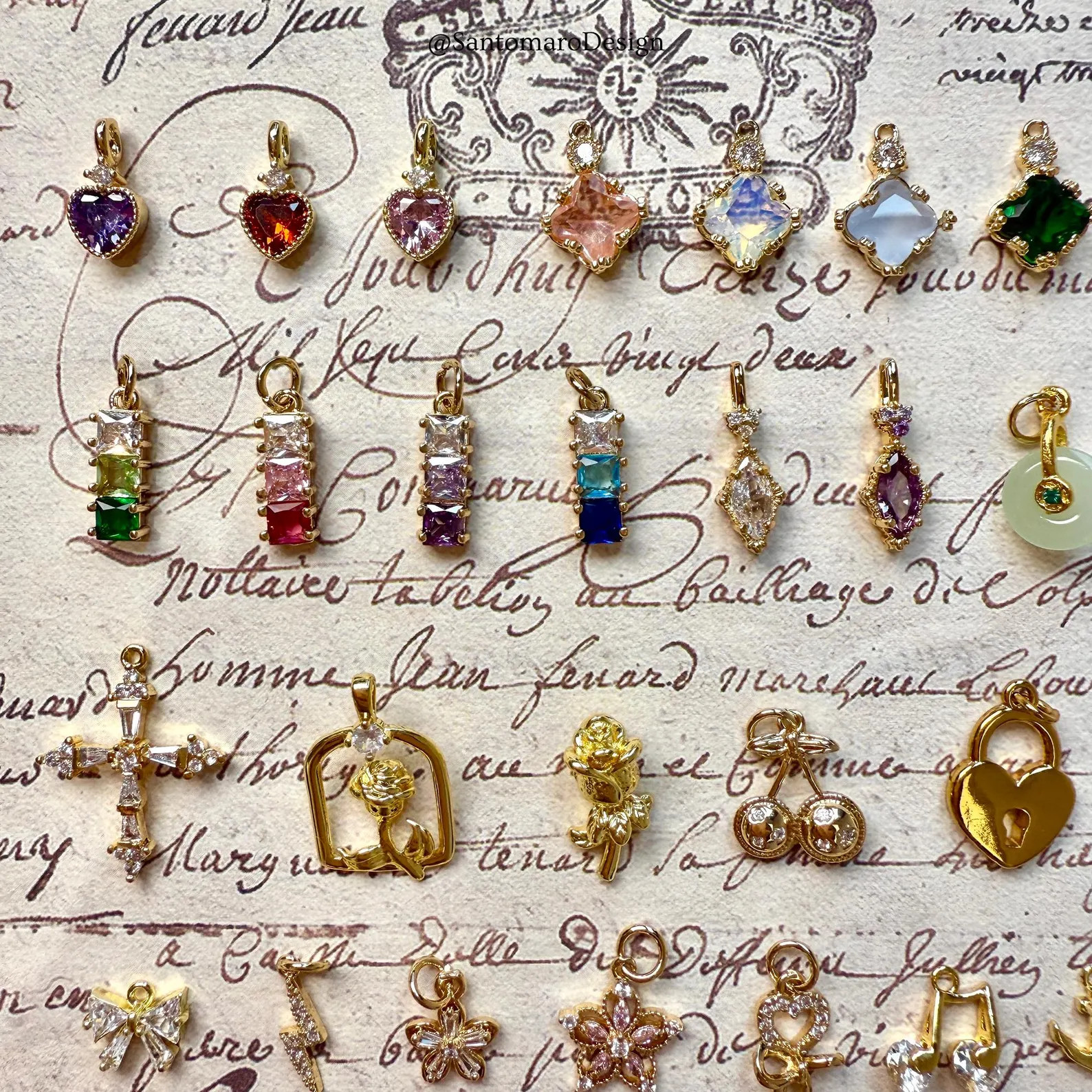 Antique Gold Plated Charm Pendants – 18K Enamel & Crystal Charms | DIY Jewelry Making Supplies ... | Etsy (US)