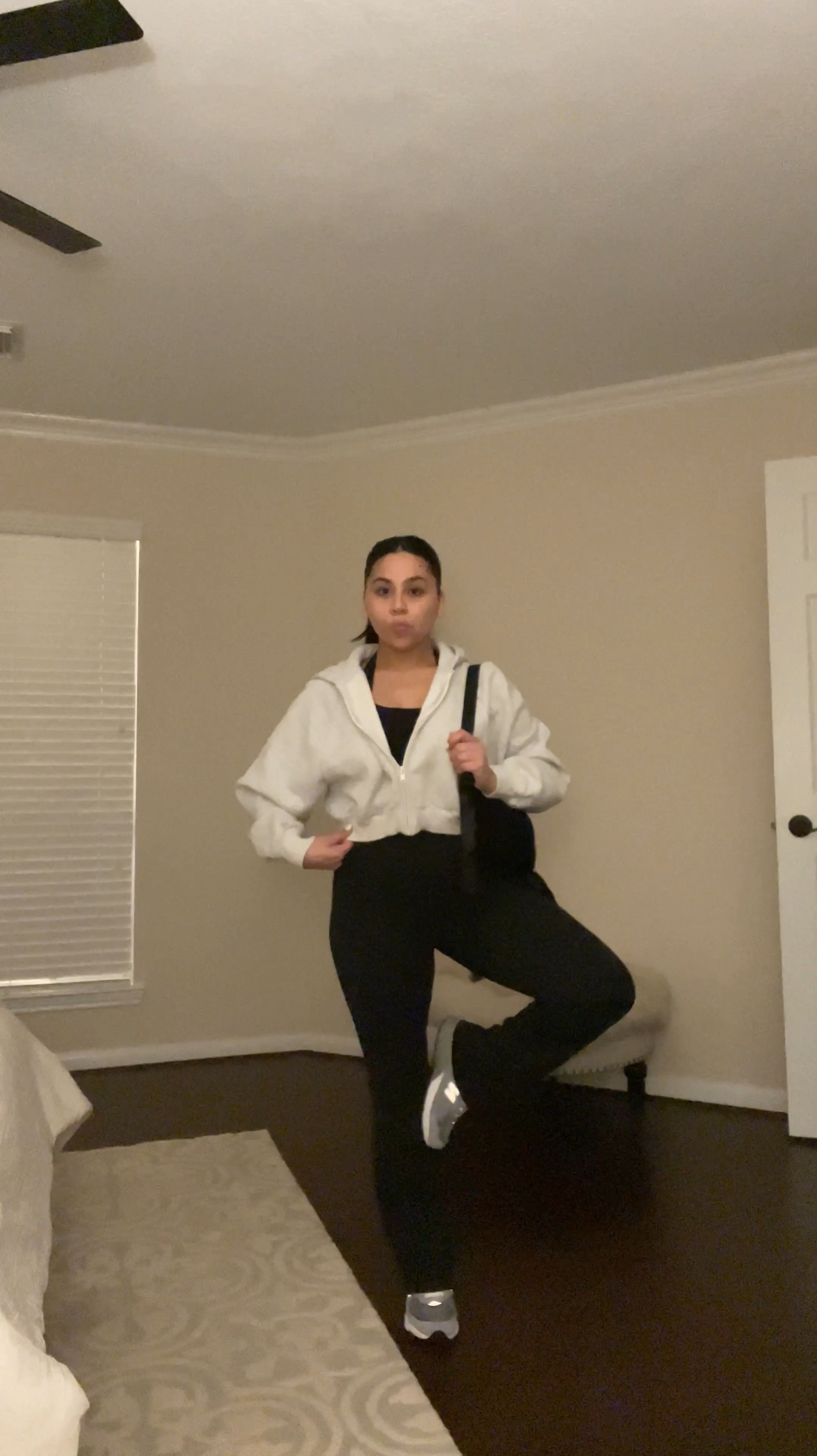 Hot yoga outfit 
Flare leggings: small 
Halter sports bra: small 
Grey zip hoodie: small 
New balance sneakers: 4.5 men 
Fuzzy mini backpack 
Stanley quencher 40 oz cup 
Dove deodorant 
Sol de Janeiro fragrance “59 delicia drench” 

#LTKSpringSale #LTKPetite #LTKActive