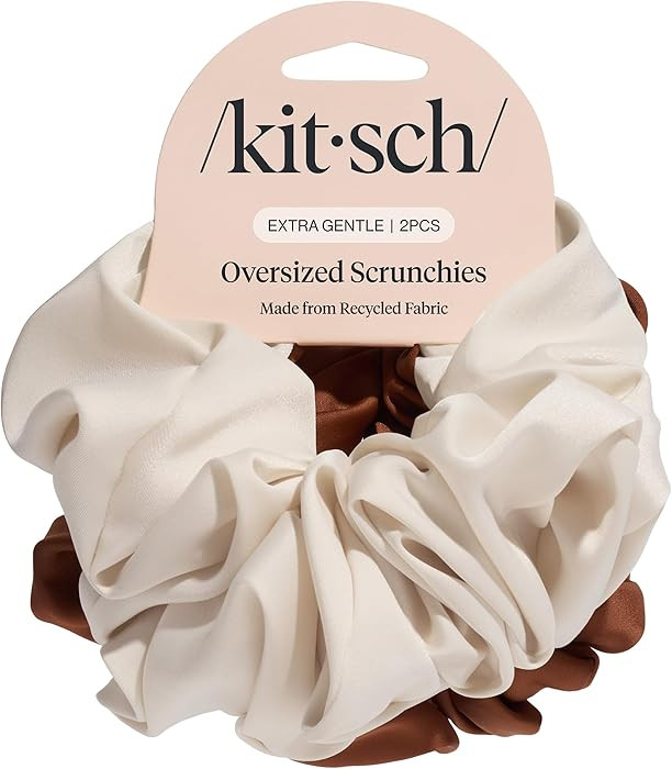 Kitsch Recycled Satin Oversized Scrunchies – Large Hair Scrunchies for Women, Eco-Friendly Hair... | Amazon (US)