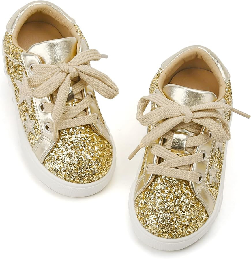 GINFIVE Toddler Girls Sneakers Little Girls Slip On Shoes Glitter Sneakers Toddler | Amazon (US)