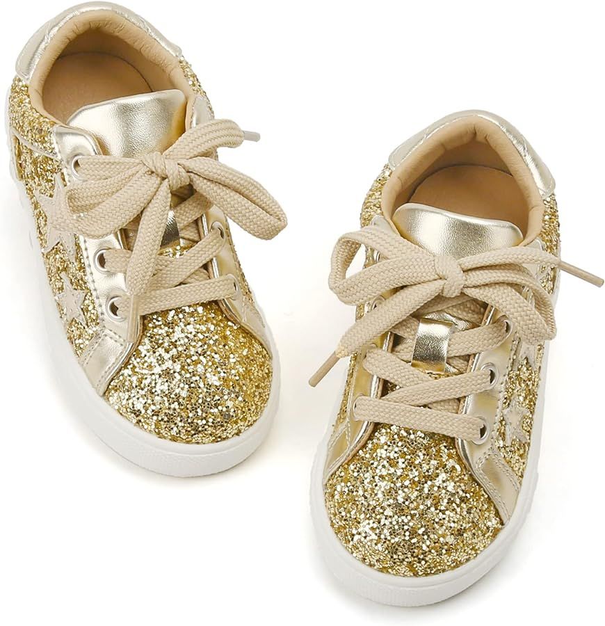GINFIVE Toddler Girls Sneakers Little Girls Slip On Shoes Glitter Sneakers Todder | Amazon (US)