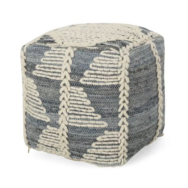 Noble House Binger Denim, Wool, and Cotton Handcrafted Pouf, Blue, 16" x 16" | Walmart (US)
