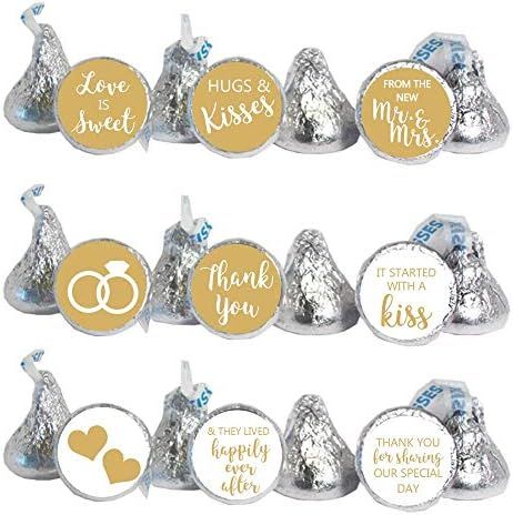 Mini Candy Stickers 0.75 Inch Wedding Favors Set of 324 (Gold) | Amazon (US)