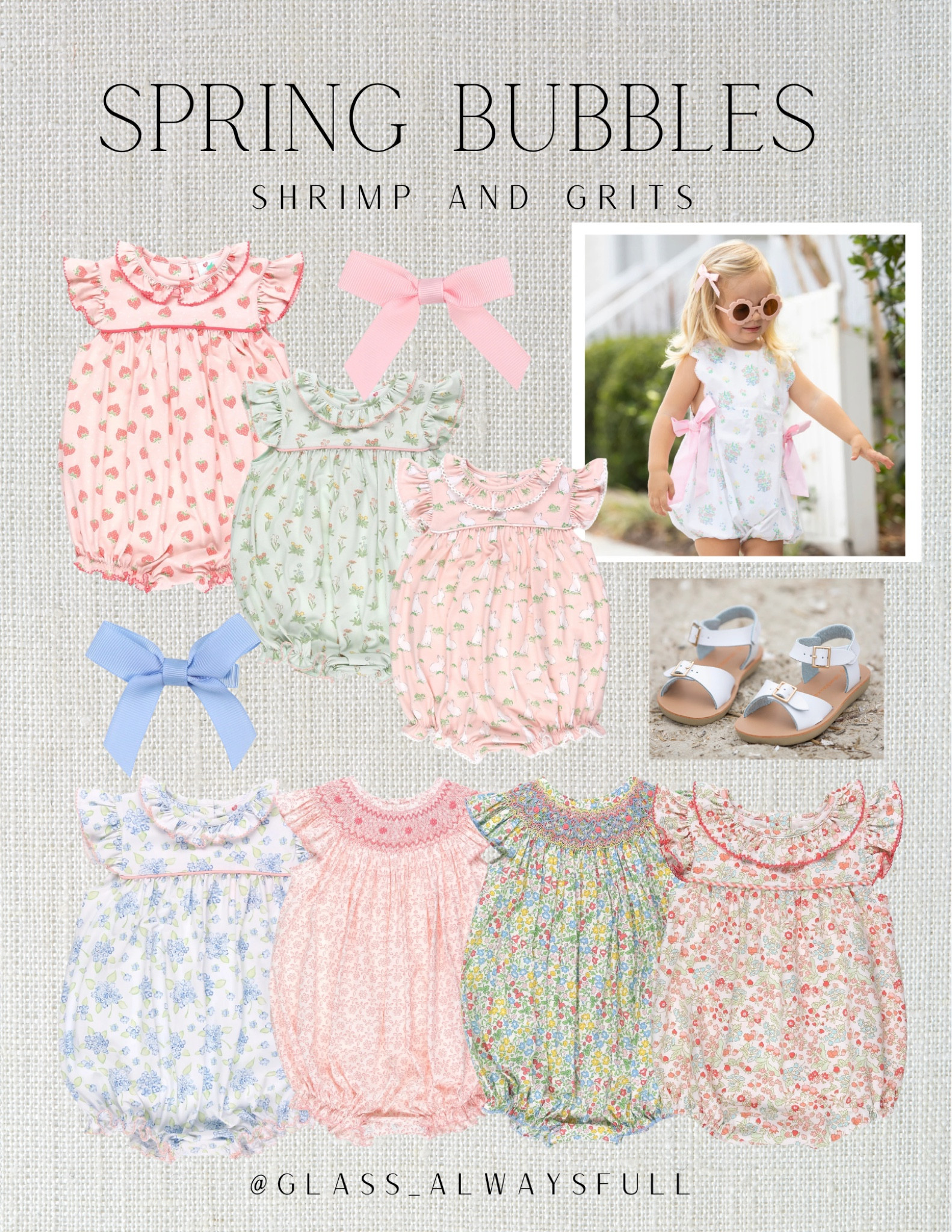 Shrimp and grits new arrivals, baby bubbles, baby spring outfits, baby spring bubbles, baby Easter outfits, baby girl Easter, baby girl spring, baby bows, toddler Sandler, baby sandals, preppy baby. Callie Glass @glass_alwaysfull #LTKGiftGuide

#LTKSeasonal #LTKkids #LTKbaby