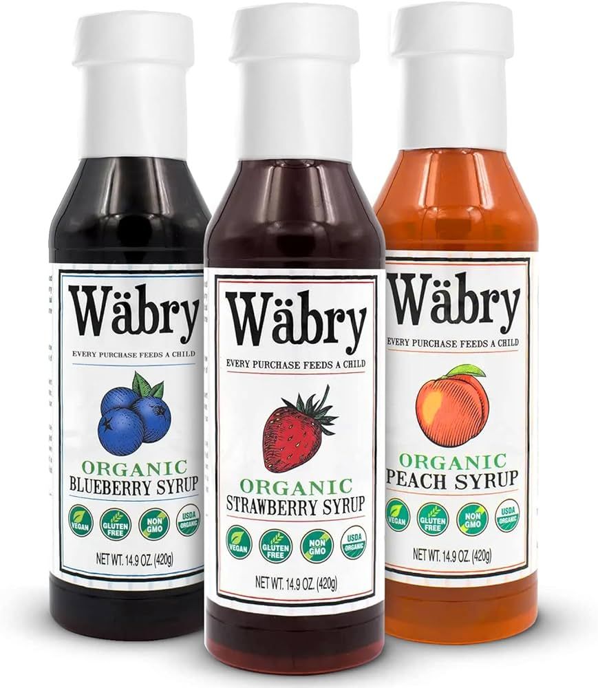 Wäbry Organic Fruit Syrup – 3 Pack, Strawberry, Blueberry and Peach Syrups for Drinks, Pancake... | Amazon (US)