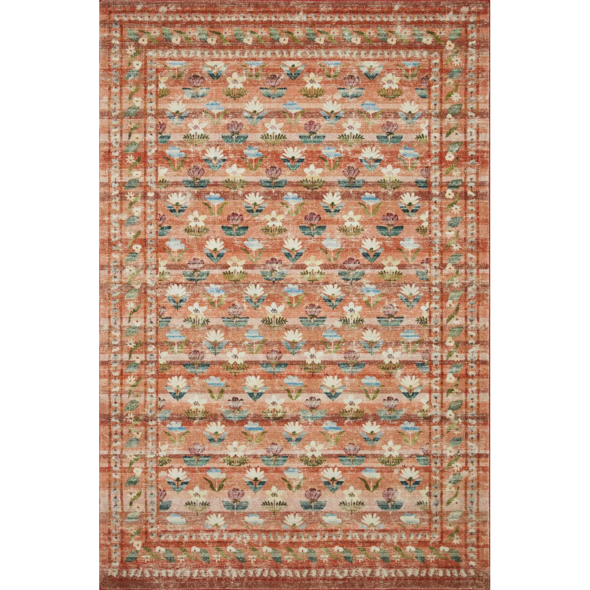 Rifle Paper Co. x Loloi Courtyard Terracotta Area Rug feat. CloudPile | Wayfair North America