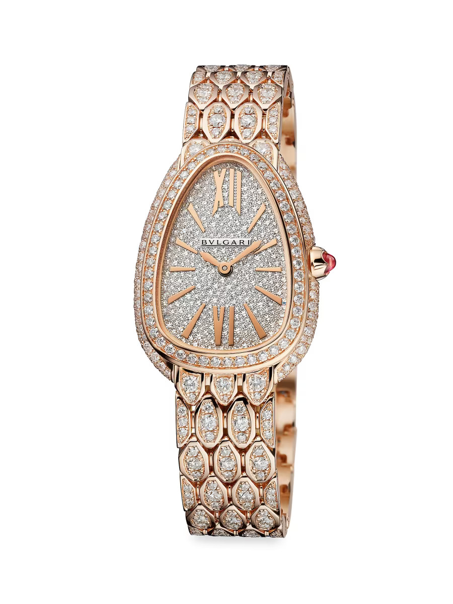 Serpenti Seduttori 18K Rose Gold & Full Diamond Pavé Bracelet Watch | Saks Fifth Avenue