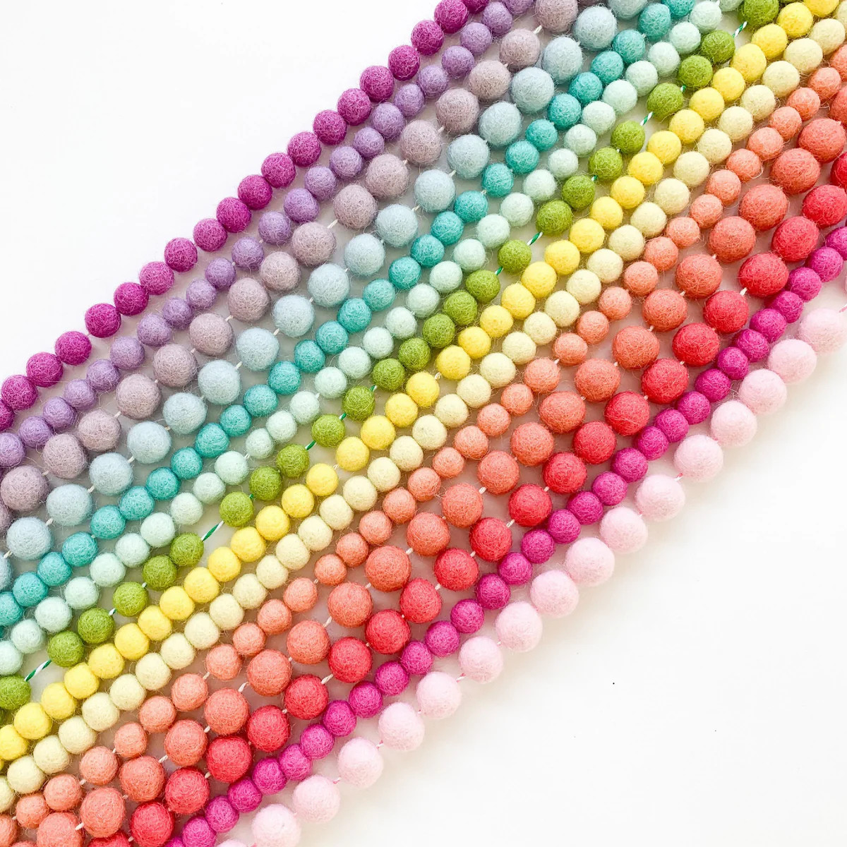 Spring Rainbow Mini Felt Ball Garlands - 14 Color Options | Pearl & Jane